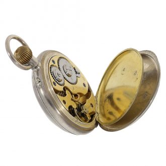 Swiss silver watch with jumping hours and minutes Circa 1890