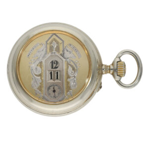 Beautifully preserved Swiss silvered pocket watch with jumping minute Circa 1910