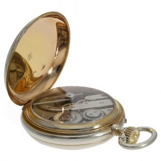 Beautifully preserved Swiss silvered pocket watch with jumping minute Circa 1910