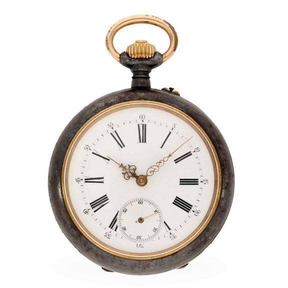 Swiss gunmetal lever watch with concealed calendar Circa 1890