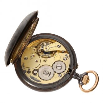 Swiss gunmetal lever watch with concealed calendar Circa 1890