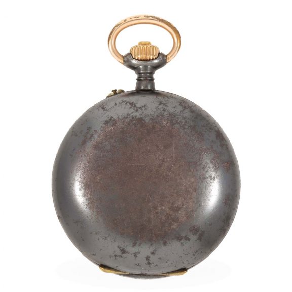 Swiss gunmetal lever watch with concealed calendar Circa 1890 Swiss gunmetal lever watch with concealed calendar Circa 1890