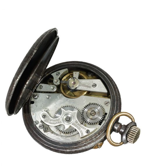French burnished iron pocket watch with a silver dial Circa 1915 French burnished iron pocket watch with a silver dial Circa 1915