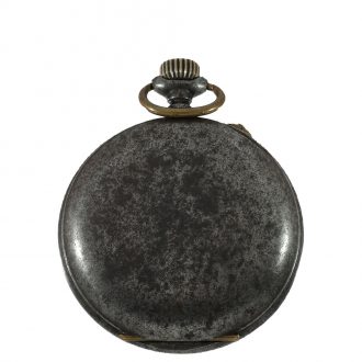 French burnished iron pocket watch with a silver dial Circa 1915