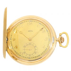 American Art déco golden hunting case watch Circa 1925