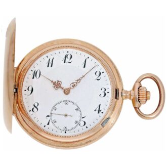 Swiss 14 K pink gold Glashütte design pocket watch Circa 1900