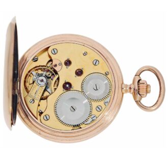 Swiss 14 K pink gold Glashütte design pocket watch Circa 1900