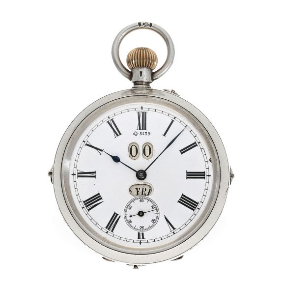 Unusual English Swiss pocket watch with calendar Circa 1900