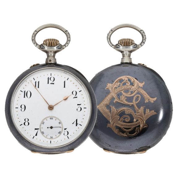 French burnished iron and gold observatory chronometer Circa 1890 French burnished iron and gold observatory chronometer Circa 1890