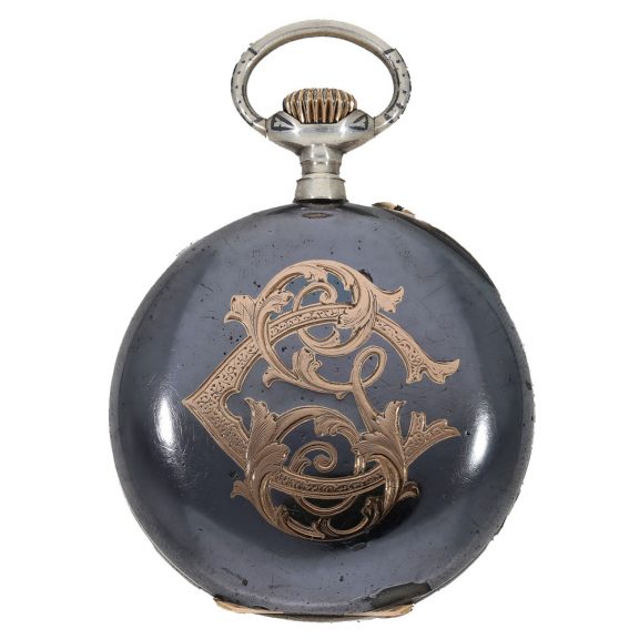 French burnished iron and gold observatory chronometer Circa 1890 French burnished iron and gold observatory chronometer Circa 1890