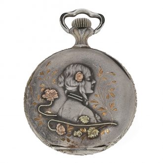 Swiss silver pair of watches with gold decorations Circa 1900
