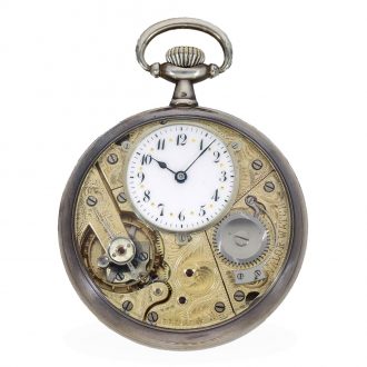 Swiss rare silver watch with visible movement Circa 1920