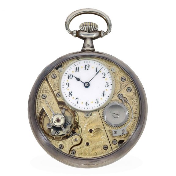 Swiss rare silver watch with visible movement Circa 1920