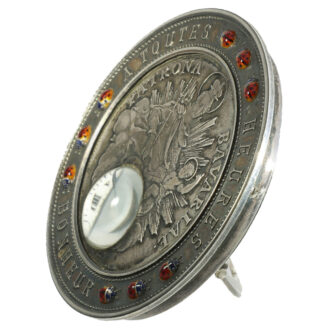 German silver very rare coin clock “Patrona Bavariae” Circa 1900 German silver very rare coin clock “Patrona Bavariae” Circa 1900