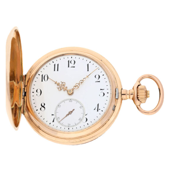 A gold German lever hunting case pocket watch Circa 1900