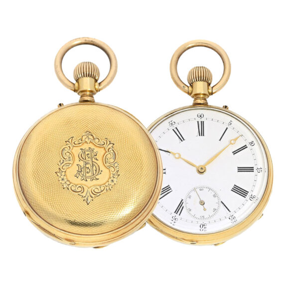 Swiss gold lever with fine monogram cartouche Circa 1875 Swiss gold lever with fine monogram cartouche Circa 1875