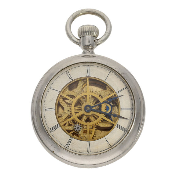 American metal open faced duplex with tourbillon Circa 1880