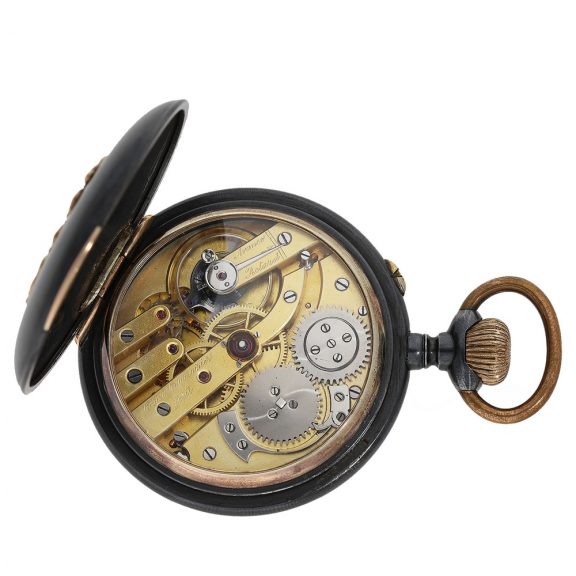 Swiss lever watch with gunmetal and pink gold case Circa 1878 Swiss lever watch with gunmetal and pink gold case Circa 1878