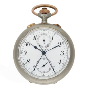 Swiss nickel split seconds chronograph with military chatelaine Circa 1915