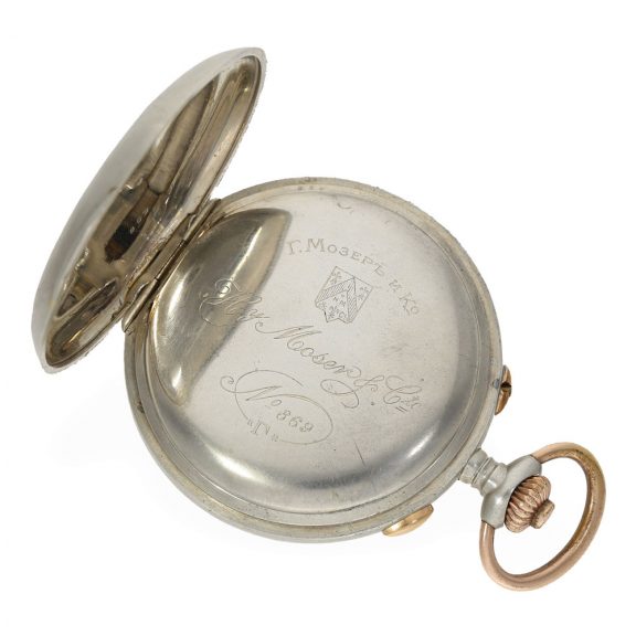 Swiss nickel split seconds chronograph with military chatelaine Circa 1915 Swiss nickel split seconds chronograph with military chatelaine Circa 1915
