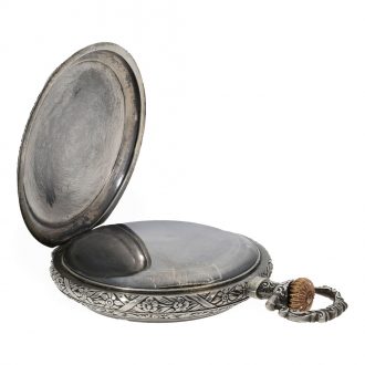 Swiss silver magnificent Art Nouveau relief pocket watch Circa 1900