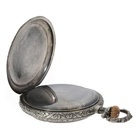 Swiss silver magnificent Art Nouveau relief pocket watch Circa 1900 Swiss silver magnificent Art Nouveau relief pocket watch Circa 1900