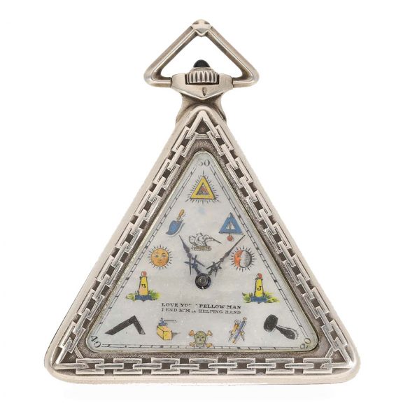 Fine Swiss silver Masonic watch with original box Circa 1930 Fine Swiss silver Masonic watch with original box Circa 1930