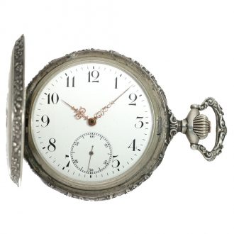 Swiss silver Art Nouveau relief hunter cased pocket watch Circa 1900