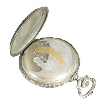 Swiss silver Art Nouveau relief hunter cased pocket watch Circa 1900