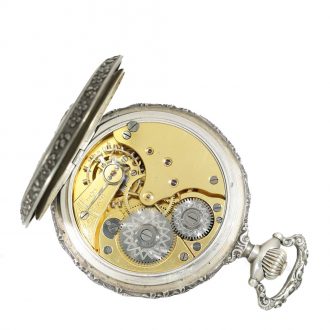 Swiss silver Art Nouveau relief hunter cased pocket watch Circa 1900