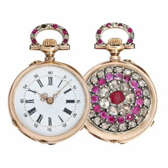 French ladies watch with diamonds and rubies circa 1900