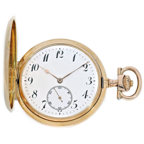Swiss flat and big 14 K pink gold pocket watch Circa 1920