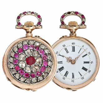 French ladies watch with diamonds and rubies circa 1900