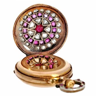French ladies watch with diamonds and rubies circa 1900