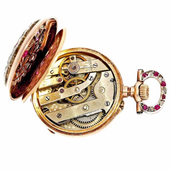 French ladies watch with diamonds and rubies circa 1900 French ladies watch with diamonds and rubies circa 1900