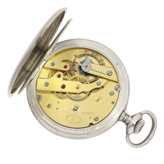 Fine Swiss silver open faced precision pocket watch Circa 1915