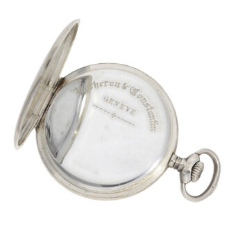 Fine Swiss silver open faced precision pocket watch Circa 1915