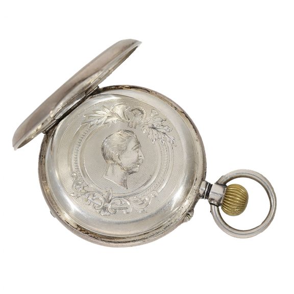 German 800 silver watch with portrait of Kaiser Wilhelm Circa 1900 German 800 silver watch with portrait of Kaiser Wilhelm Circa 1900