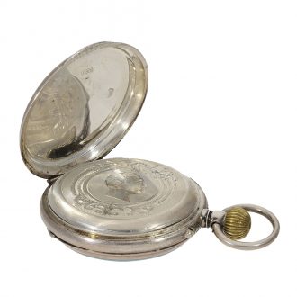 German 800 silver watch with portrait of Kaiser Wilhelm Circa 1900