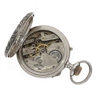 German technically interesting pocket watch with two time zones Circa 1900