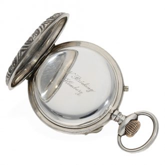 German technically interesting pocket watch with two time zones Circa 1900
