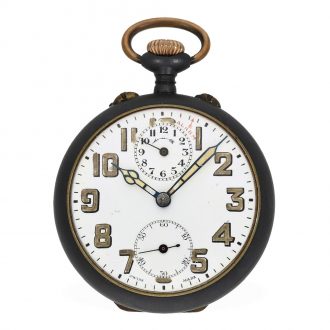 Swiss blued iron pocket watch with a rare caliber Circa1920