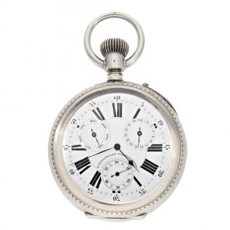 Russian large silver open faced lever calendar watch Circa 1915
