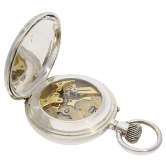 Russian large silver open faced lever calendar watch Circa 1915