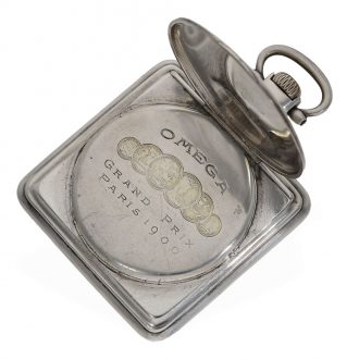 Swiss silver square pocket watch with lever escapement Circa 1910