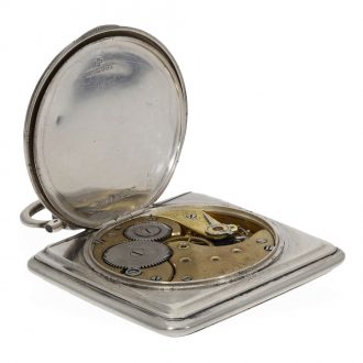 Swiss silver square pocket watch with lever escapement Circa 1910