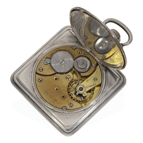 Swiss silver square pocket watch with lever escapement Circa 1910 Swiss silver square pocket watch with lever escapement Circa 1910