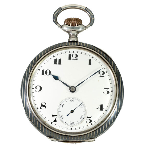 Swiss niello silver high quality school watch Circa 1920