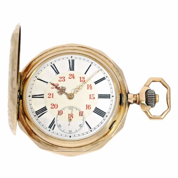 Austrian extravagant big 14 K gold pocket watch Circa 1900