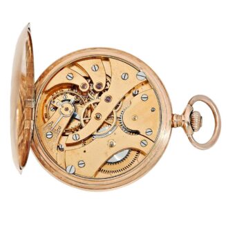 Gold ankerchronometer with old leather case Circa 1920